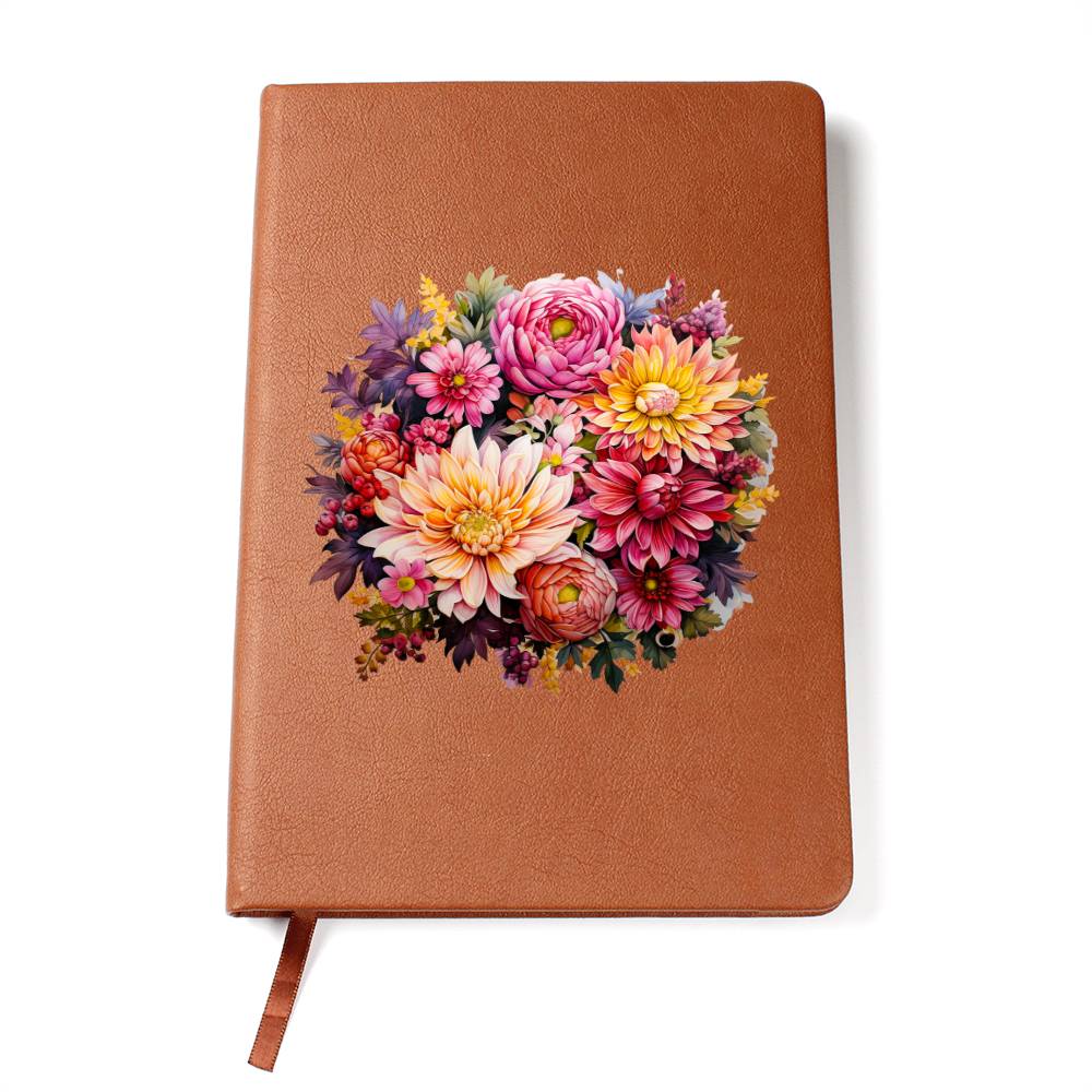 Floral Flower Wreath 043 - Vegan Leather Journal