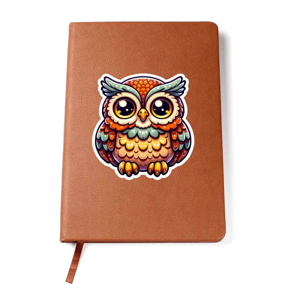 Cute Owl sticker 115 - Vegan Leather Journal