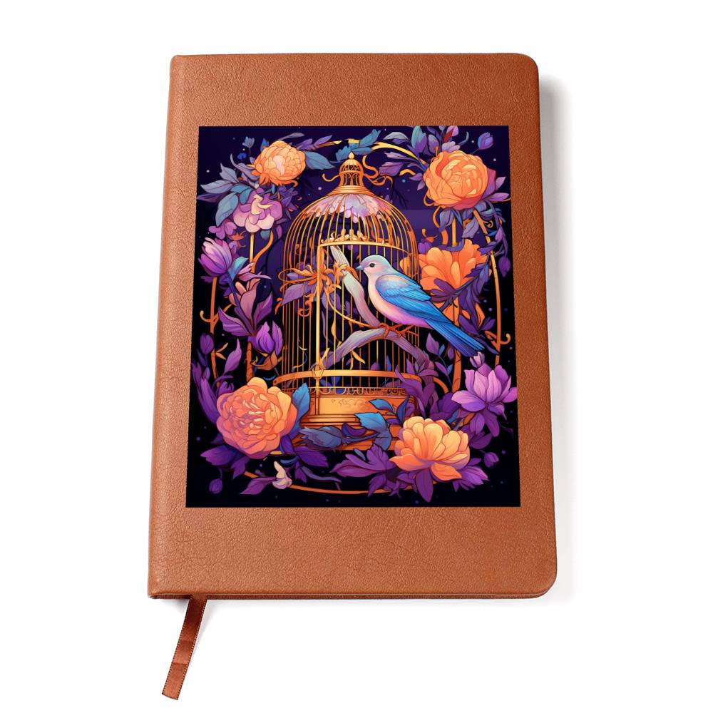 Birds And Floral Design 147 - Vegan Leather Journal