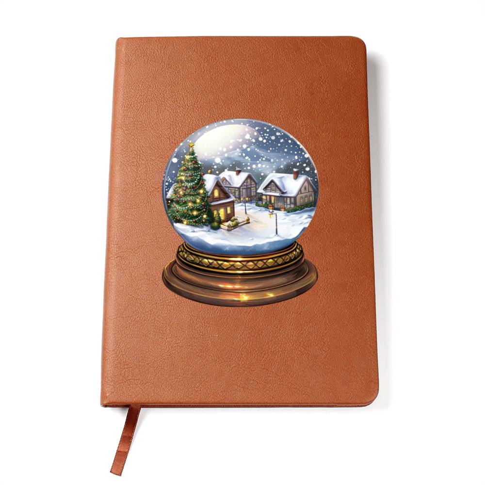 Watercolor Christmas Snow Globe 028 - Vegan Leather Journal
