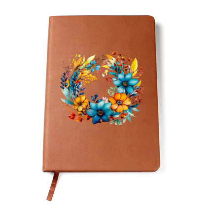 Floral Flower Wreath 064 - Vegan Leather Journal