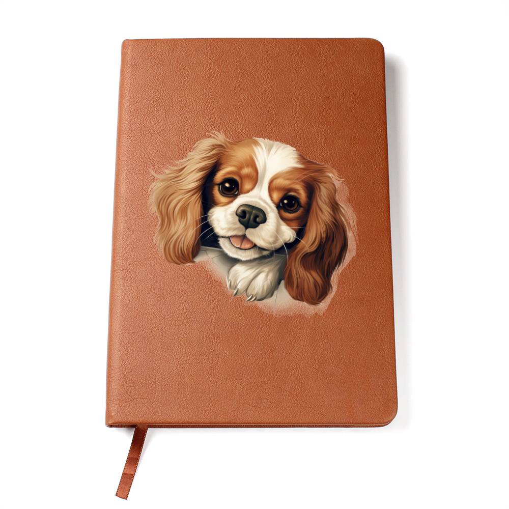 Cavalier King Charles Spaniel Peeking - Vegan Leather Journal