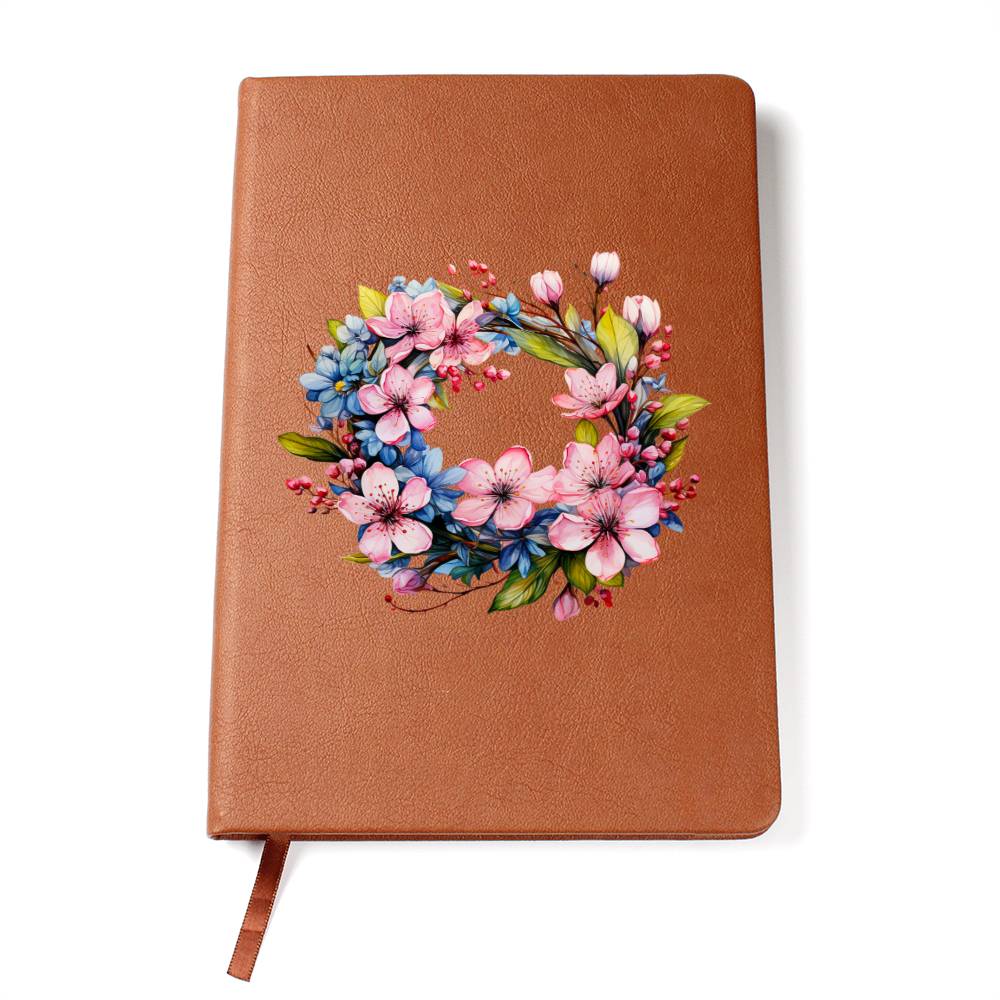 Floral Flower Wreath 152 - Vegan Leather Journal