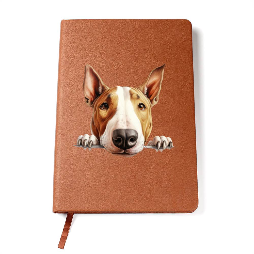 Bull Terrier Peeking - Vegan Leather Journal