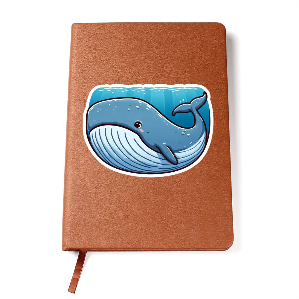 Cute Sperm whale sticker 175 - Vegan Leather Journal