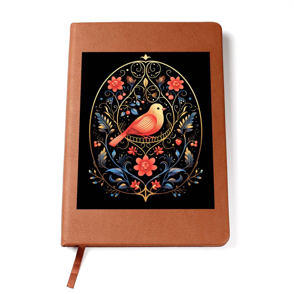Birds And Floral Design 046 - Vegan Leather Journal