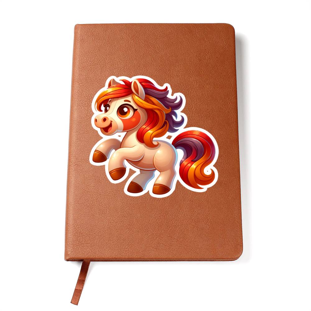 Cute Horse sticker 69 - Vegan Leather Journal