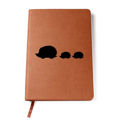 Mama Hedgehog With 2 Hoglets - Vegan Leather Journal
