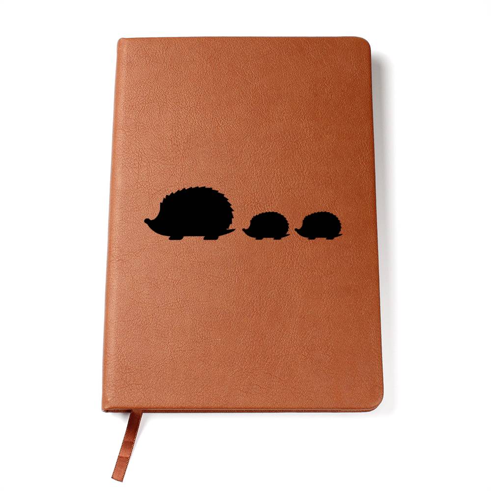 Mama Hedgehog With 2 Hoglets - Vegan Leather Journal