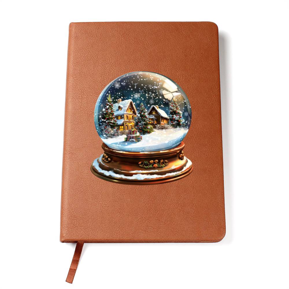 Watercolor Christmas Snow Globe 007 - Vegan Leather Journal