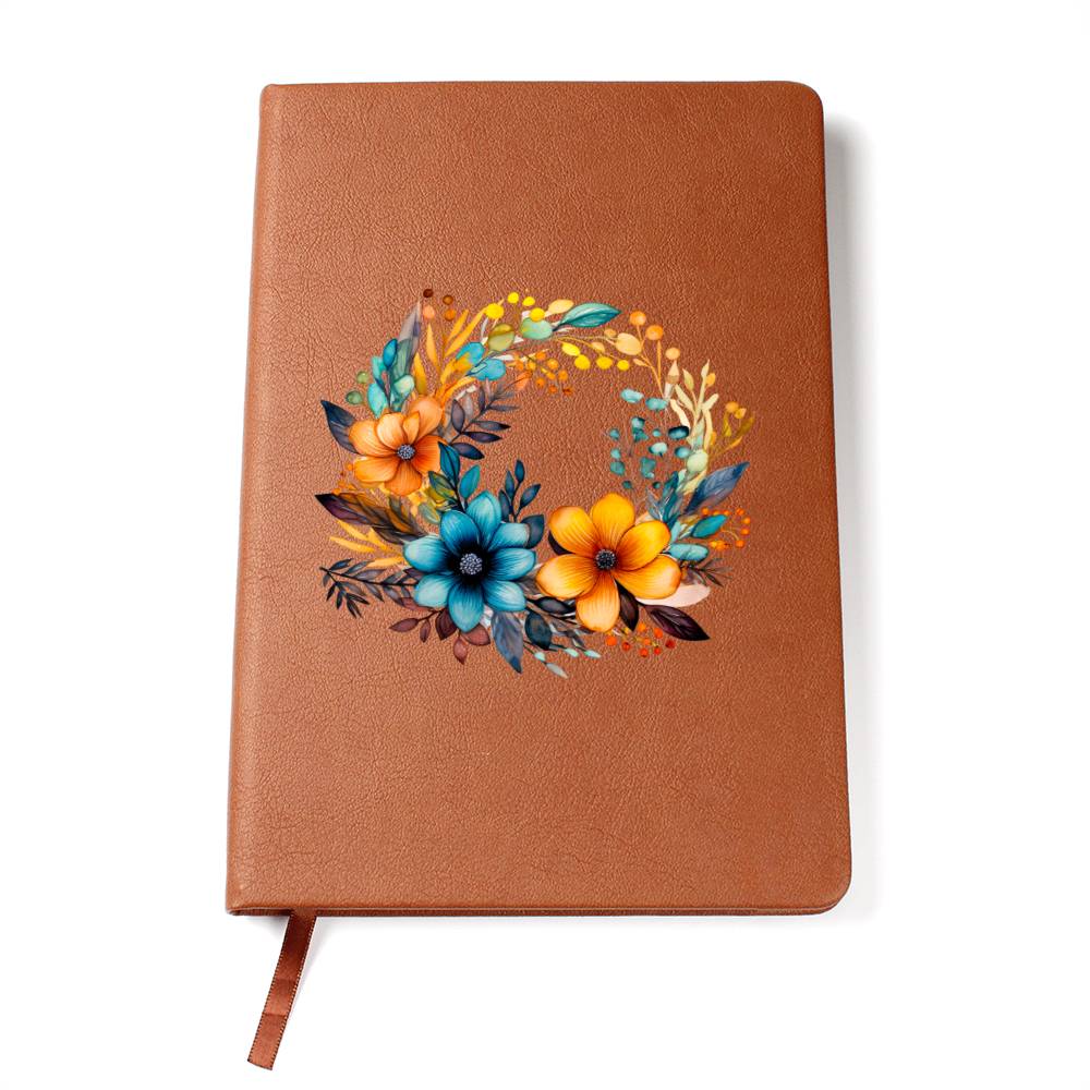 Floral Flower Wreath 015 - Vegan Leather Journal
