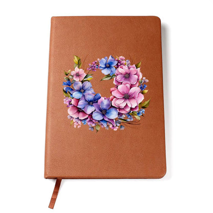 Floral Flower Wreath 034 - Vegan Leather Journal
