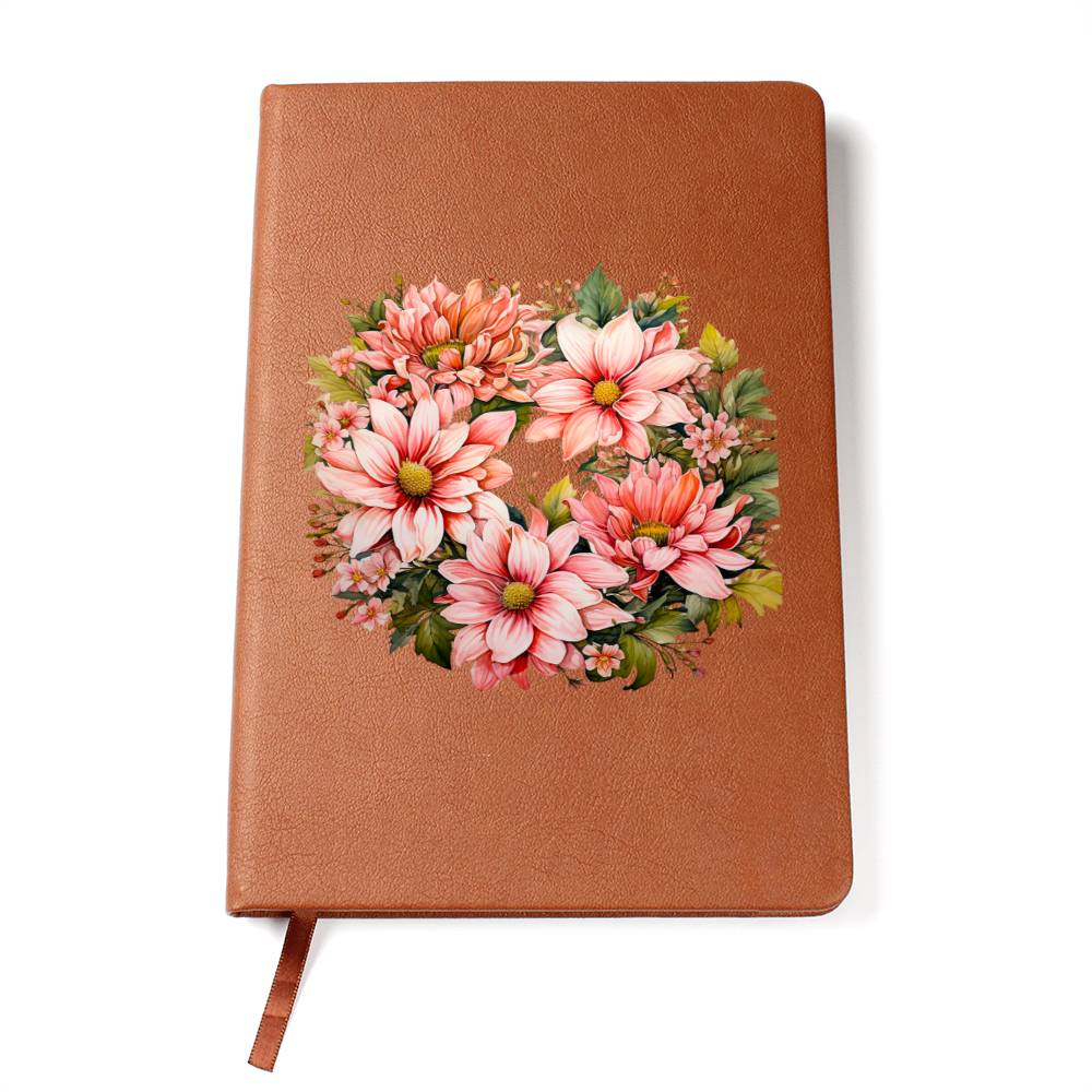 Floral Flower Wreath 147 - Vegan Leather Journal