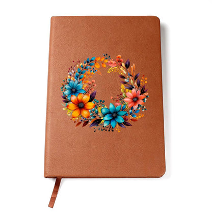 Floral Flower Wreath 119 - Vegan Leather Journal