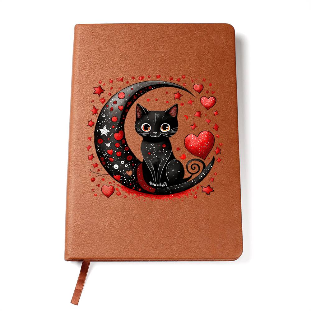 Valentine's Day Black Cat 052 - Vegan Leather Journal