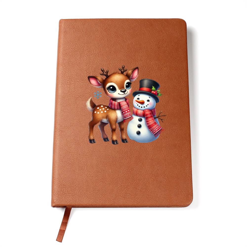 Cute Christmas Reindeer 021 - Vegan Leather Journal