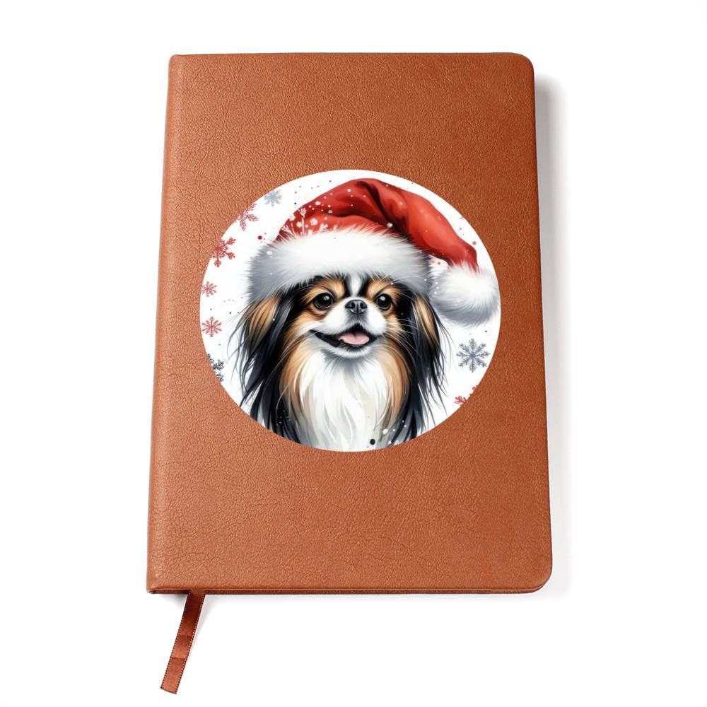 Christmas Dog - Japanese Chin - Vegan Leather Journal