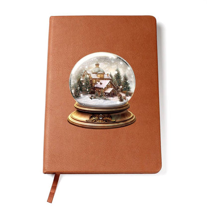 Watercolor Christmas Snow Globe 019 - Vegan Leather Journal