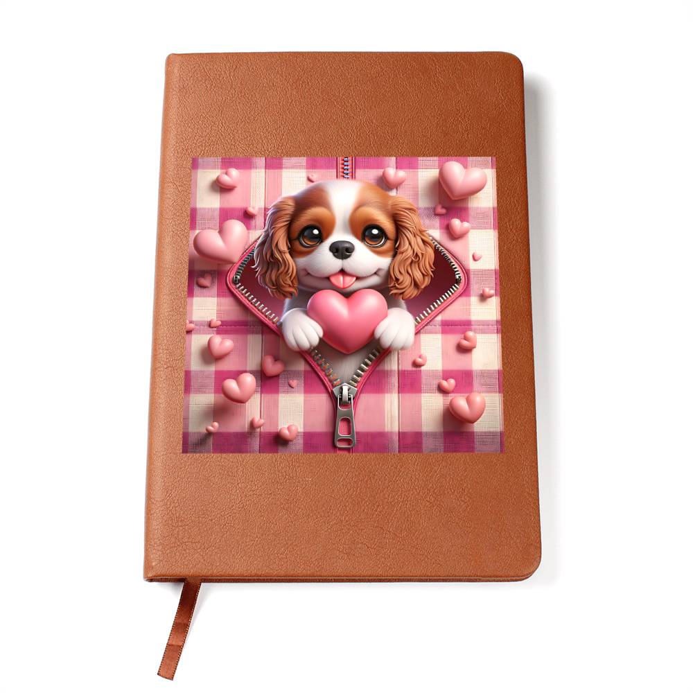Valentine's Day Dog And Zipper 029 - Vegan Leather Journal