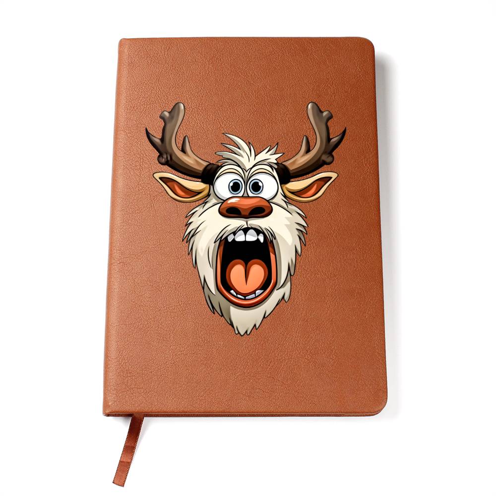 Funny Reindeer Face 17 - Vegan Leather Journal