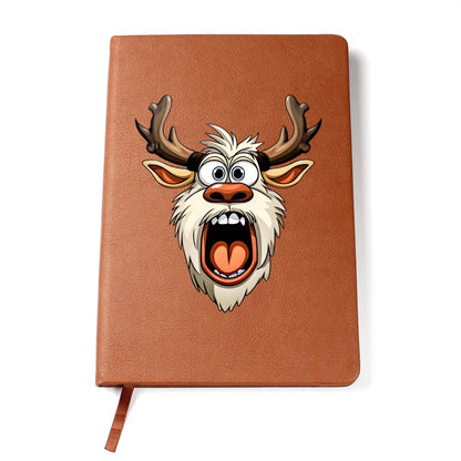 Funny Reindeer Face 17 - Vegan Leather Journal