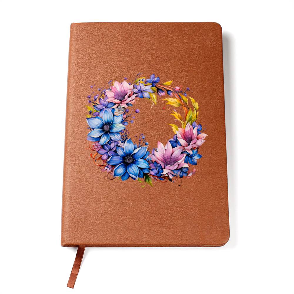Floral Flower Wreath 131 - Vegan Leather Journal