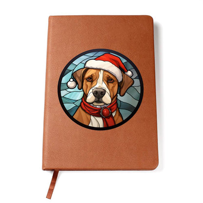 Dog Stained Glass Christmas Design 012 - Vegan Leather Journal