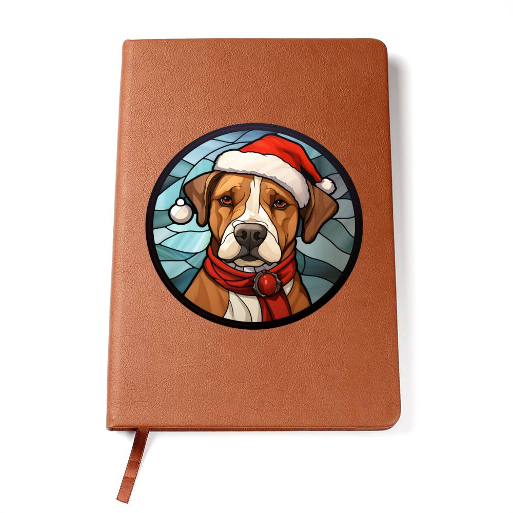 Dog Stained Glass Christmas Design 012 - Vegan Leather Journal