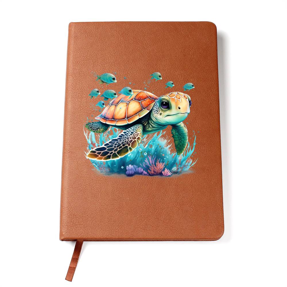 Cute Sea Turtle 001 - Vegan Leather Journal