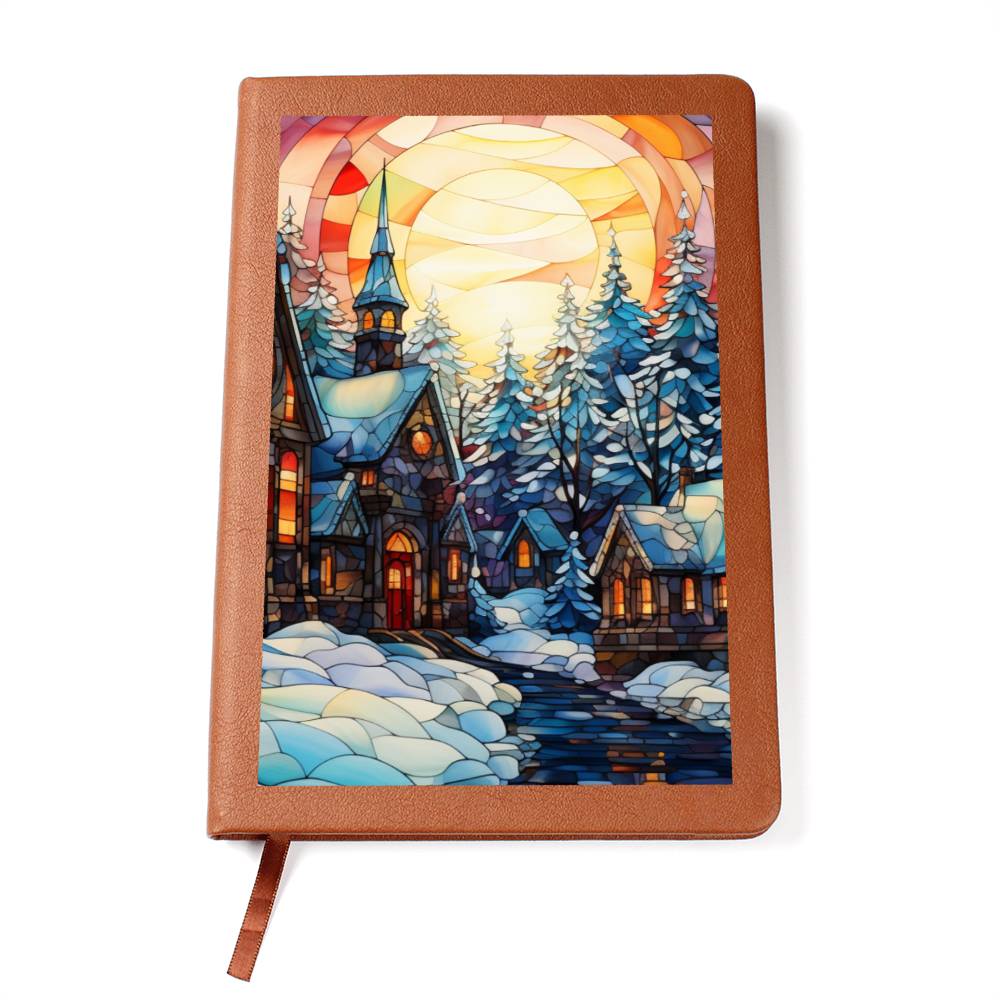 Christmas Stained Glass Design 024 - Vegan Leather Journal
