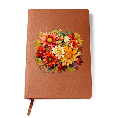 Floral Flower Wreath 094 - Vegan Leather Journal