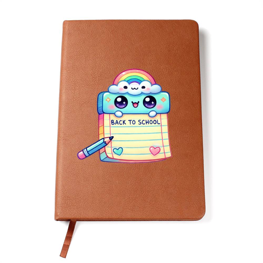 Cute Back to School Sticker 094 - Vegan Leather Journal