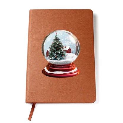 Watercolor Christmas Snow Globe 042 - Vegan Leather Journal