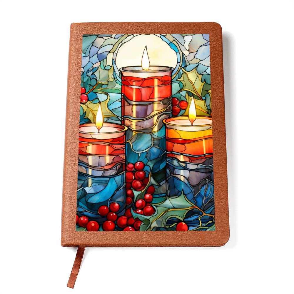 Christmas Stained Glass Design 026 - Vegan Leather Journal