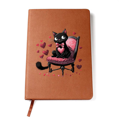 Valentine's Day Black Cat 078 - Vegan Leather Journal