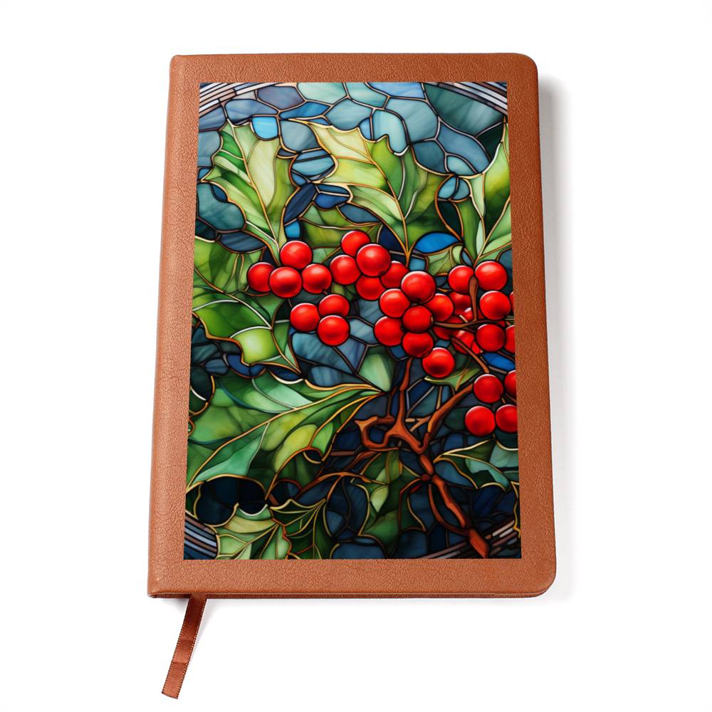 Christmas Stained Glass Design 031 - Vegan Leather Journal