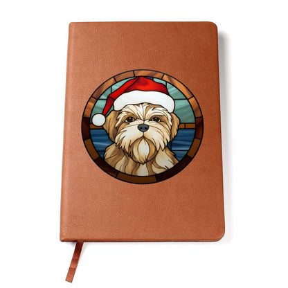 Dog Stained Glass Christmas Design 002 - Vegan Leather Journal