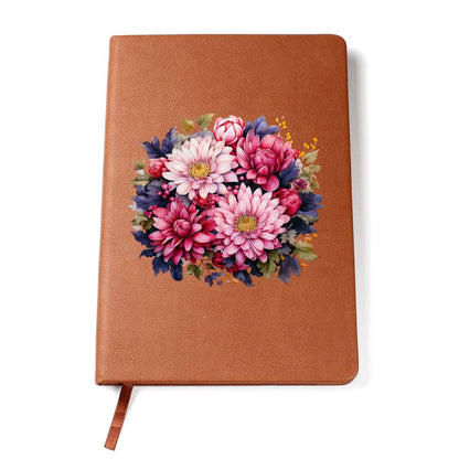 Floral Flower Wreath 095 - Vegan Leather Journal