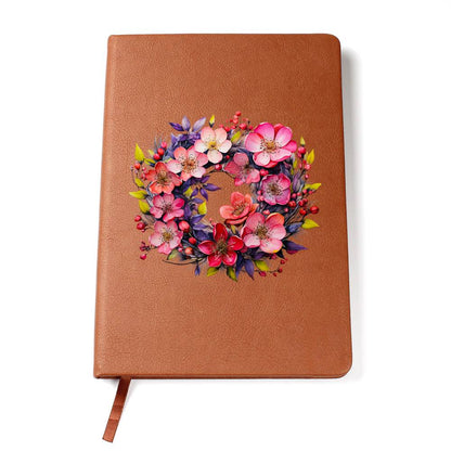 Floral Flower Wreath 149 - Vegan Leather Journal