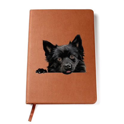 Schipperke Peeking - Vegan Leather Journal
