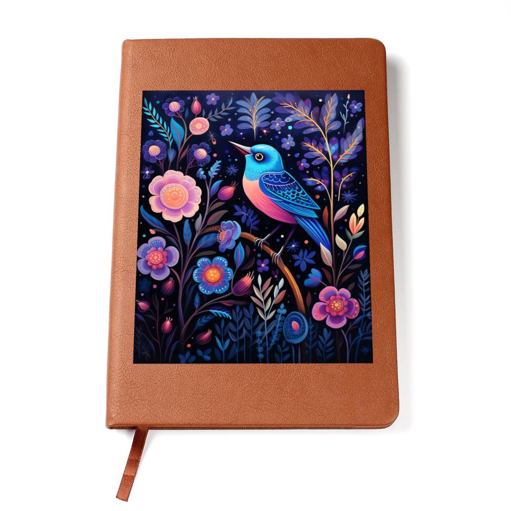 Birds And Floral Design 157 - Vegan Leather Journal