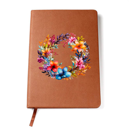 Floral Flower Wreath 014 - Vegan Leather Journal