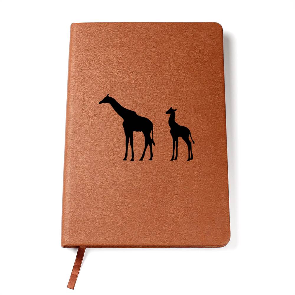Mama Giraffe With 1 Calf - Vegan Leather Journal