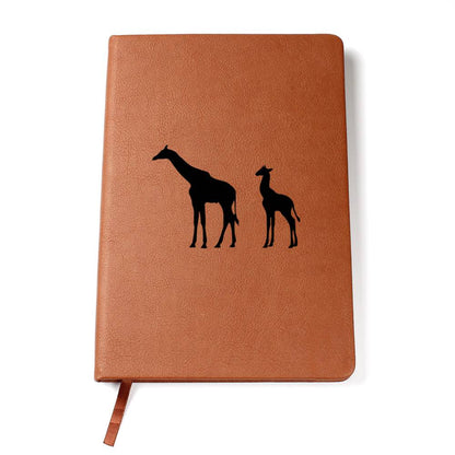 Mama Giraffe With 1 Calf - Vegan Leather Journal