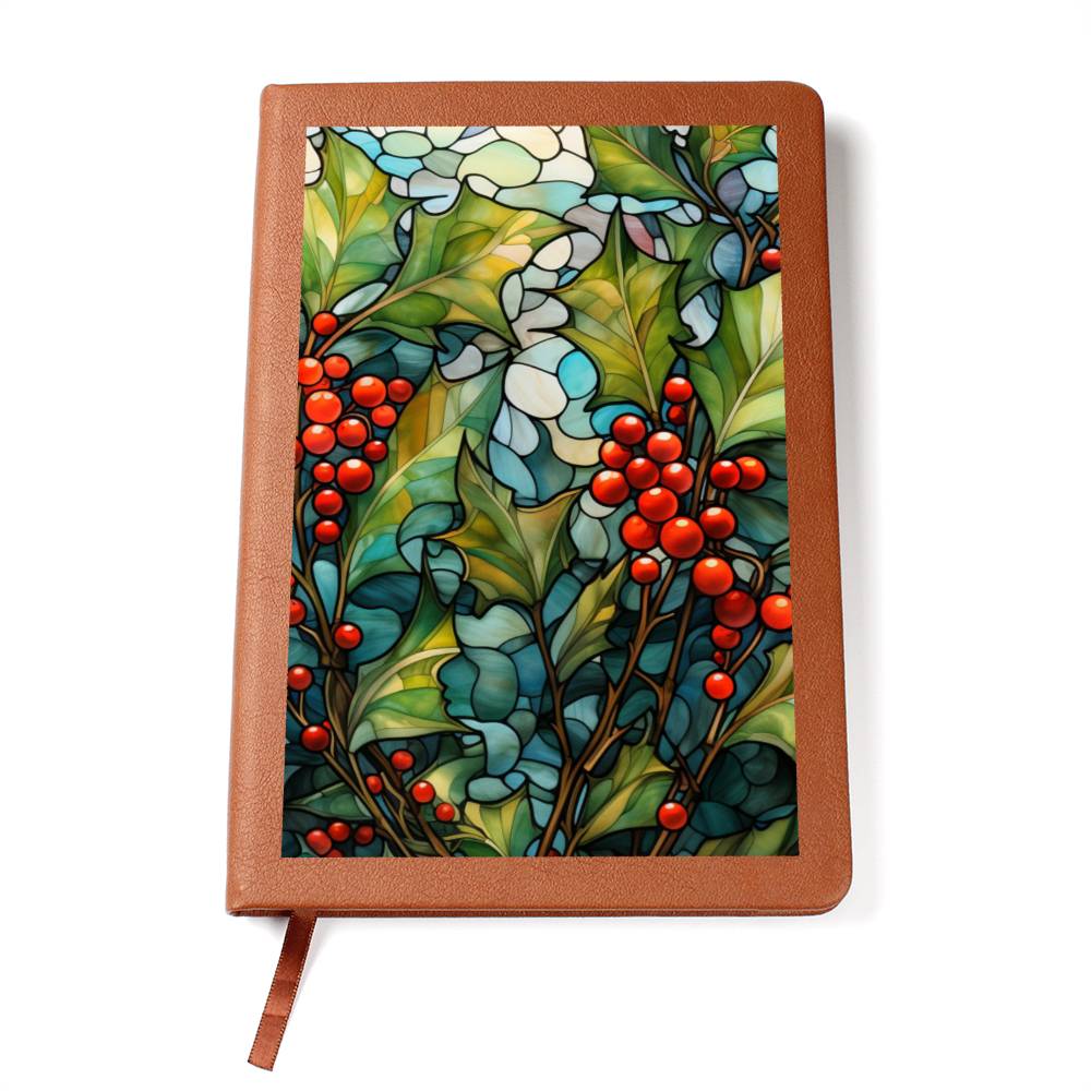 Christmas Stained Glass Design 034 - Vegan Leather Journal