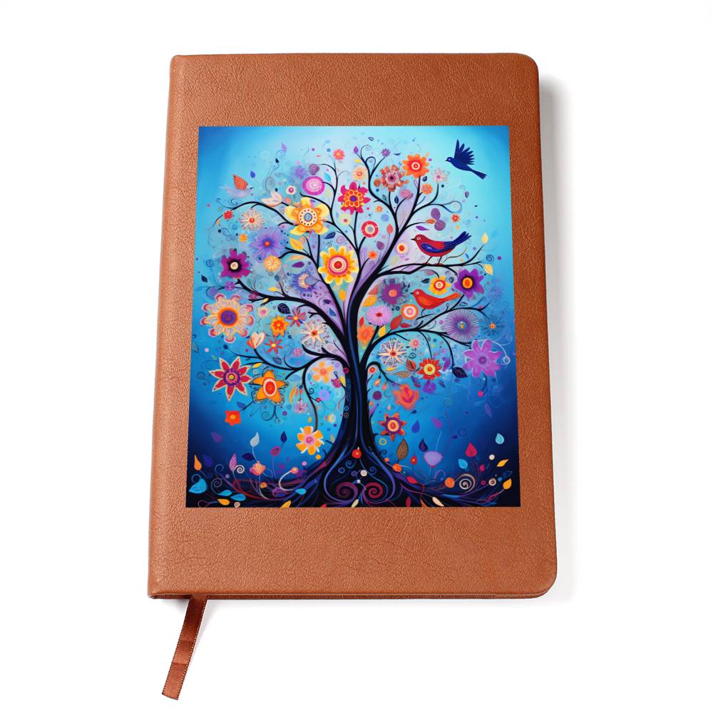 Birds And Floral Design 056 - Vegan Leather Journal