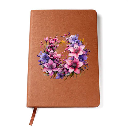 Floral Flower Wreath 098 - Vegan Leather Journal
