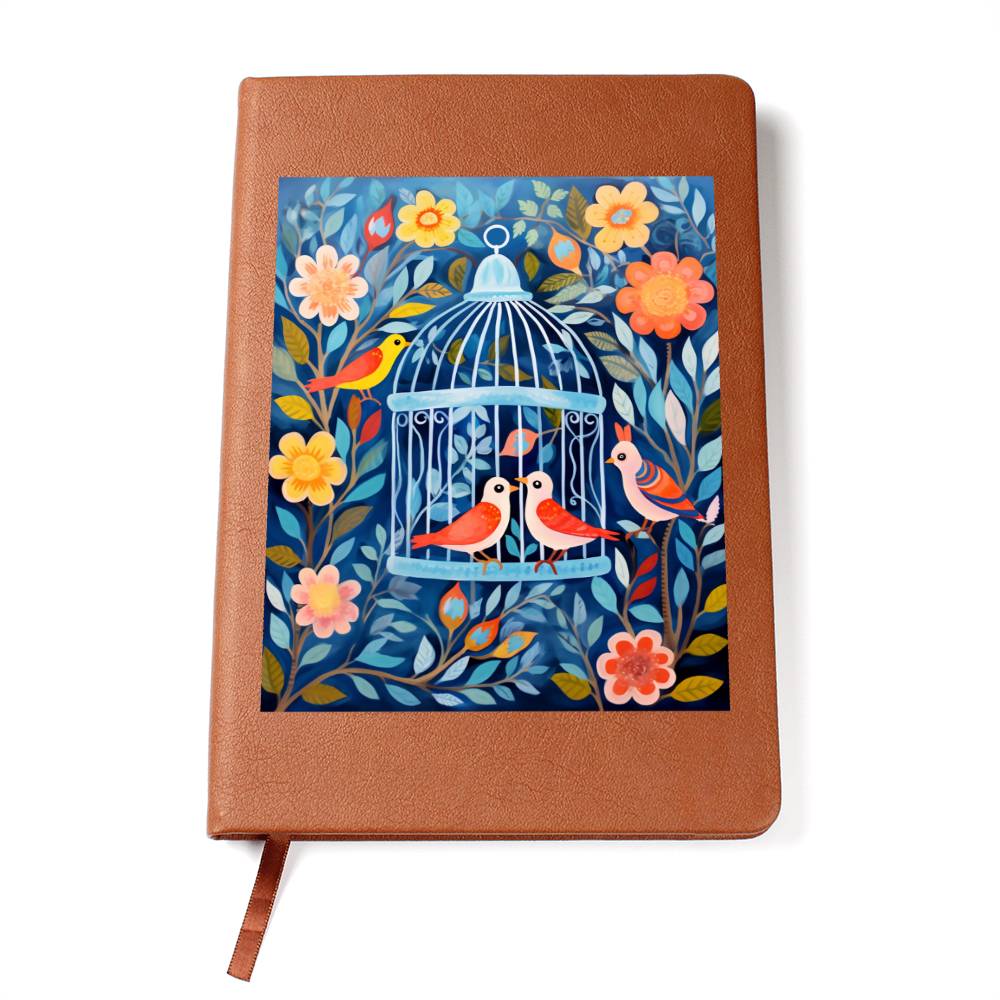 Birds And Floral Design 175 - Vegan Leather Journal