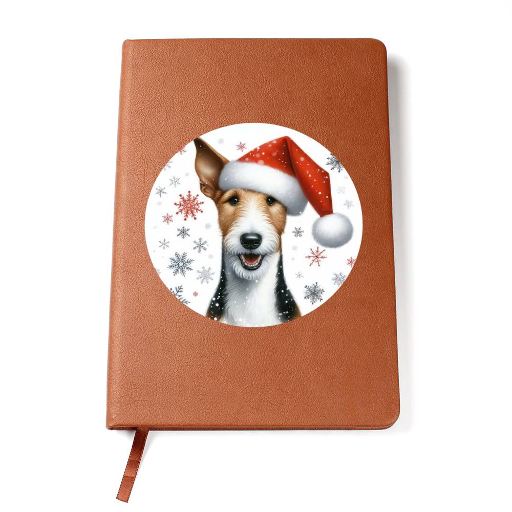 Christmas Dog - Smooth Fox Terrier - Vegan Leather Journal