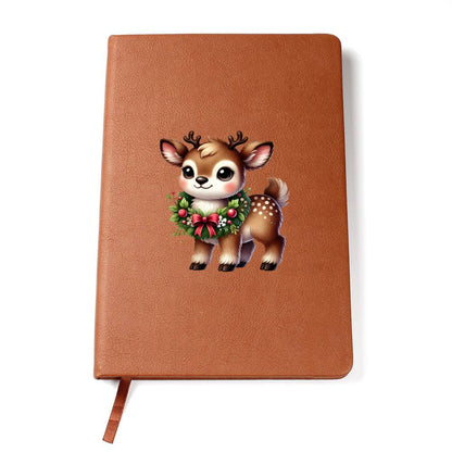 Cute Christmas Reindeer 018 - Vegan Leather Journal